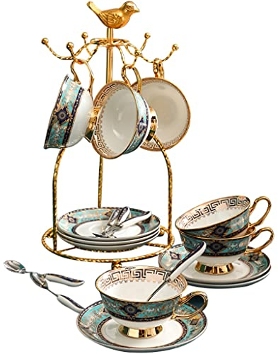 Tazzine caffè Tazzine caffè Particolari Set 6 Set di Tazzine caffè d'Arte in Stile Europeo, Squisita Tazza da tè Vintage Bone China, Bicchieri da Espresso con Piattini E Supporto