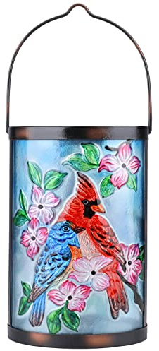 Hanging Solar Lantern Outdoor Bluebird Waterproof LED Cardinal Light Decorative Tabletop Lamp for Patio Garden Yard Decor