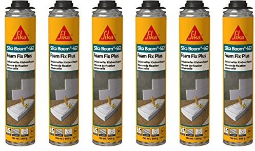 6x Sika Boom 562 Foam Fix Plus WDVS polyuretan självhäftande skum isoleringslim isoleringsplattor gipsskivor 750 ml
