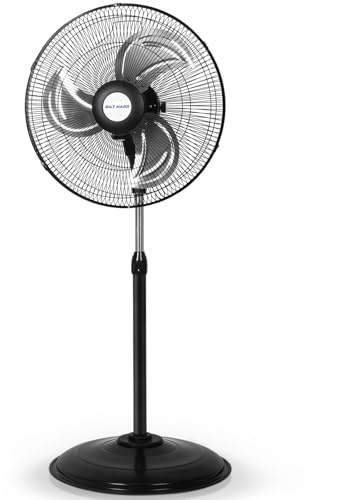 BILT HARD 3900 CFM 18 High Velocity Pedestal Oscillating Fan, 3-Speed Heavy Duty Metal Standing Shop Fan with Aluminum Blades for Commercial, Residential, and Garage, UL Listed