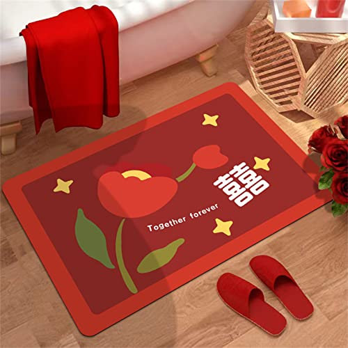 Heeboode Badematte Rutschfester Badezimmerteppich Absorbierender Badteppich 120x160cm Duschmatte Schnelltrocknende Badematte Home, Badvorleger rutschfest Waschbar, Bad Teppiche Badezimmermatte Rot