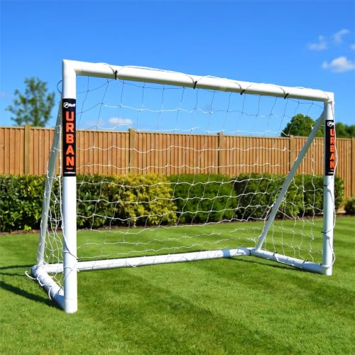 FLICK Football Goal for Garden | Strongest True 70 mm Goalposts | 2 Year Guarantee | Kids Football Goal with Net | No Tools, Easy Assembly | Weatherproof uPVC Garden Goal, White