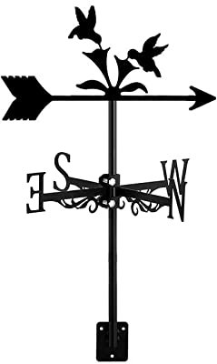ROLTIN Girouette avec Ornement de Plantes montées sur Le Toit, indicateur de Direction en Acier Inoxydable, girouette pour scène, Jardin, Ferme, Cour, décoration de la Maison