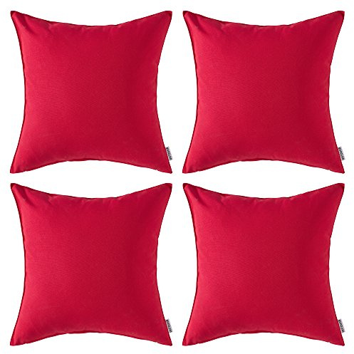 MIULEE 4er Set Kissenbezug 40×40cm Wasserdicht Rot | Outdoor Robustes Polyester Weich Pflegeleicht Langlebig Verfärbt Nicht Für Garten Balkon Terrasse und Wohnzimmer