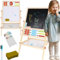 KRUZZEL Tableau Pliant pour Enfants avec Craie et Aimant à Partir de 3 ans en Bois - Tableau Noir et Blanc - avec Compartiment de Rangement Pratique pour Accessoires 22472