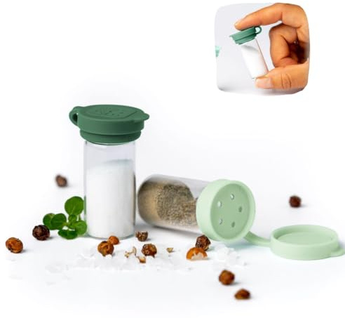 LEKKABOX Salty Mini (Forest) Salzstreuer To Go 5ml, 2er Set aus Glas | Mini Salzstreuer To Go für Brotdose, unterwegs und auf Reisen