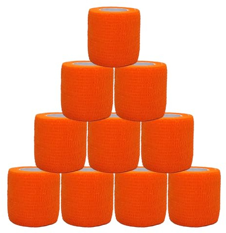 Selbsthaftende Bandage Elastische Binde Tape Sport Fixierbinde (Orange) | 10 Rollen Selbsthaftender Verband Haftbandage Pflasterverband Für Finger Handgelenk und Sprunggelenk 5cm X 4.5m