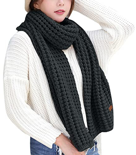 Schals Für Männer Wraps Elastizität Leichter Schal Warme Schals Damen Herren Lange Dicke Schals Strickpaare Schal Schal Schwarz Damen Winter Wolle Schal Herren Damen Herren (Black, One Size)