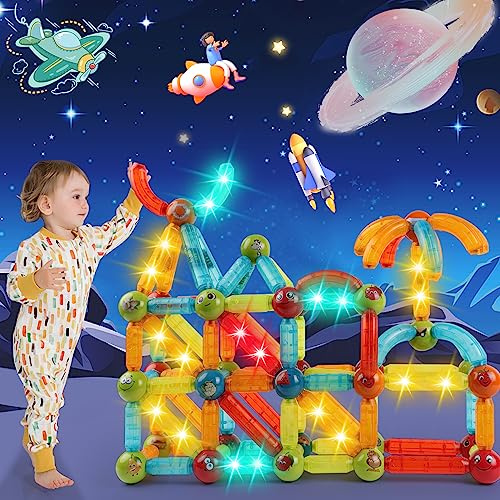 SVYHUOK Magnetische Bausteine 52 Stück Magnete Kinder, Magnetic Bauklötze Baukasten Spielzeug, Kreatives 3D Magnetbausteine, Einzigartige Magnetspiel Geschenke für Jungen Mädchen Hause & Schulen