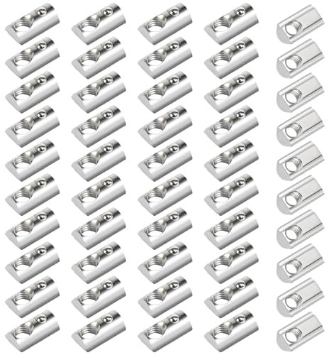 Alriedy 50 Stück Nutensteine 20x20 M6 mit Zentrierung Kugel Nut, T Nutsteine Schrauben Set,M6 Kohlenstoffstahl Gleitmutter, für Aluminiumprofile, Zentrierung Steg,für 3D-Drucker und CNC