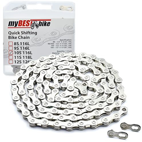 myBESTbike - Bike Chain With Quick Link Connectors, Performance Bicycle Chain, 116 Links (6/7/8, 9, 10 Speed Options)