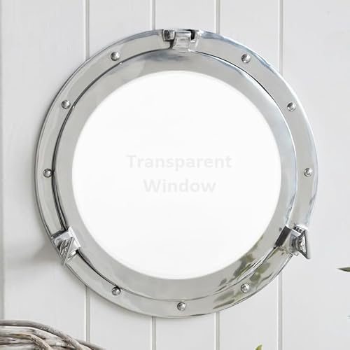 Home Dress Miroir et fenêtre hublot en Aluminium – Miroir Mural Vintage de Style Bateau Maritime, décoration d'intérieur côtière et Nautique (Grey, Window, 20 inch)