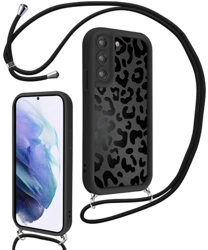 Xylota Handyband für Samsung Galaxy S21 5G Hülle mit Band, Silikon Aesthetic Muster Design Handyhülle mit Kette Kordel Schlüsselband, Mädchen Schutzhülle für Samsung S21 5G zum Umhängen,Leopard