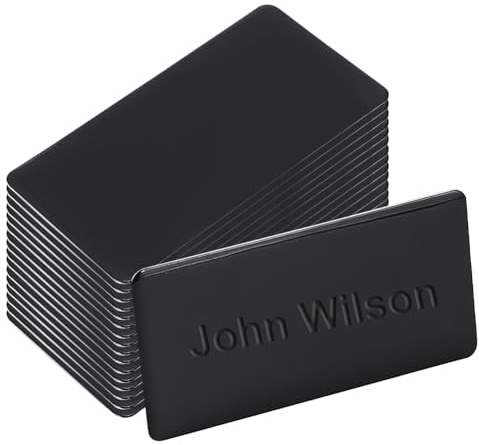 UNICRAFTALE 25 placas de metal de aluminio grabadas con láser de 50 mm, placas de nombre en blanco con respaldo adhesivo, placa en blanco personalizada, placa rectangular negra para visitar negocios