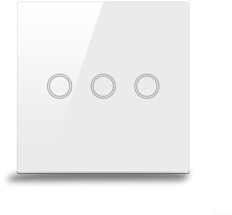 Jonikuper 3 Gang Touch Light Switch Dimmer, for LED Incandescent Bulbs Single Wire Installation Glass Panel, Adjustable Brightness 110-240V(white)