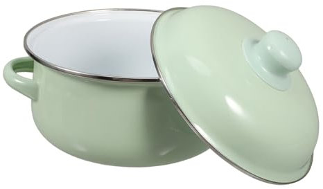 MOLUCKFU Vintage Enamel Soup Pot Lid for Home Kitchen Cooking Enamelware Stew Pot for Soup Noodle and Milk