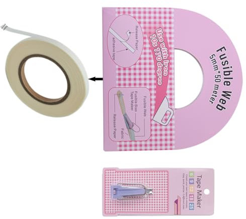 Obotsnoi Schrägbandformer und schmelzbares Schrägband-Set, 0,5 m lang, zum Aufbügeln, zum Nähen, Schneidern, Basteln