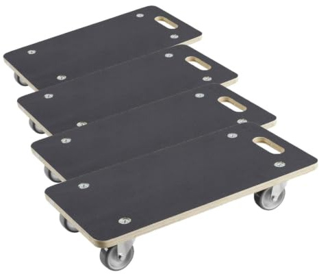 Meister Transportroller 590 x 290 mm - 200 kg Tragkraft - Siebdruckplatte - PU-Räder/Möbelroller/Transporthilfe für Umzug/Rollwagen für Möbel-Transport/Kistenroller / 822010 (Packung mit 4)