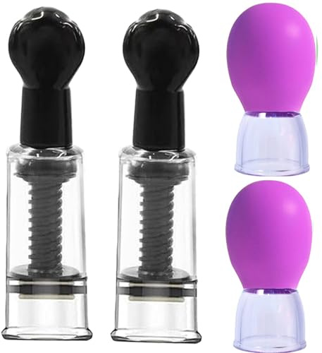 2 Pair Nipple Play Nipple Corector for Flat or Inverted Nipples, Portable Nipple Suckers Vacuum Suction Cupping Device, Breastfeeding or Women