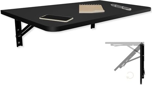 KDR Wandklapptisch 70x40 cm Schwarz mit abgerundeten Ecken – Klappbarer Tisch zur Wandmontage – als Esstisch, Schreibtisch, Küchentisch oder Arbeitsplatz – Platzsparend & vielseitig einsetzbar