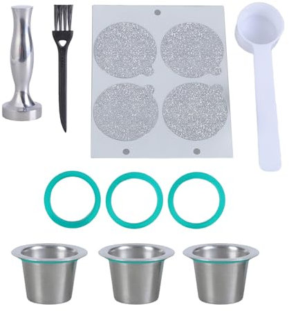 YHAILI Caffettiera ricaricabile in acciaio inox con capsula per caffè espresso con filtro a cialde con manomissione e cucchiaio