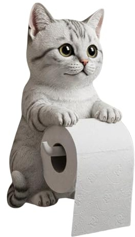 Katzen-Toilettenrollenhalter, 3D-realistischer Harz-Kätzchen-Papierhandtuchhalter, lustiger wandmontierter Taschentuchspender für Badezimmer, Neuheit Toilettenpapierhalter für Katzenliebhaber