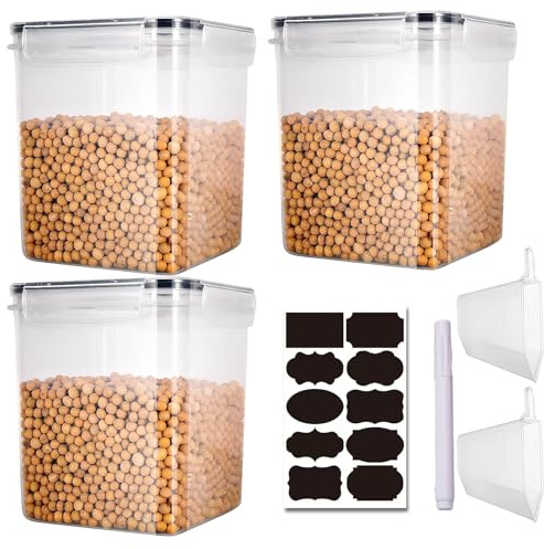 Yeqqzq 2.5L Large Food Storage Containers Set of 3, Flour Sugar Airtight Storage Containers with Lids, Kitchen Organization for Baking Supplies, Rice