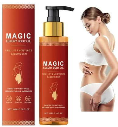 Magic Huile de Corps de Luxe, Hydratant et Raffermissant,Buttocks, Abdomen, Thighs and Arms Formule Douce pour Tous Types de Peau, 100ml (1PC, 100ML)
