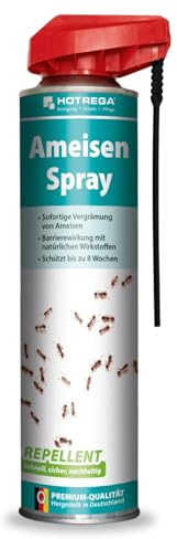 HOTREGA Ameisenspray Repellent 600ml | Sofortwirkung + 8 Wochen Schutz | Insektenspray mit Geraniol | Abwehr gegen Ameisen im Haus & auf der Terrasse | Chrysanthemum-Extrakt | Made in Germany