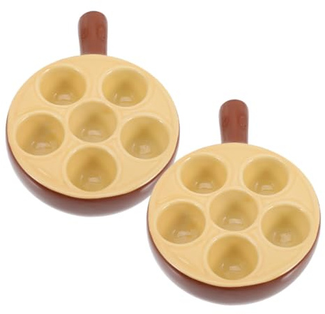 ELAYARD Plat Escargot 6 Trous en Céramique, Lot de 2, Poignée Ergonomique, Surface Lisse, Facile à Nettoyer, pour Maison et Restaurant