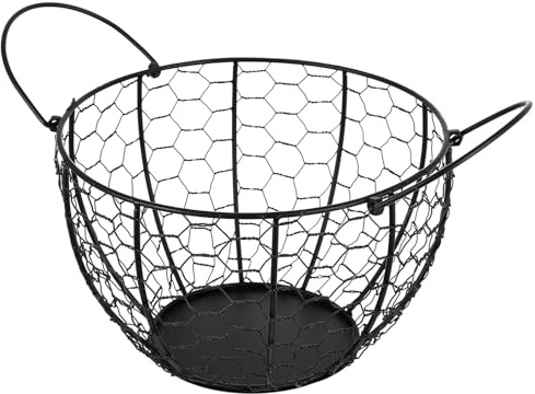 UKCOCO Cesto di Ferro per Uova e Frutta Multifunzionale Vintage, Organizer Portauova Resistente alla Ruggine per Uso Domestico, Cucina e Ristorante, Decorazione Rustica Grande Capacità
