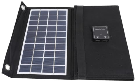 Dilwe Chargeur de Panneau Solaire Pliable 21 W 5 V, Chargement Portable Double USB en Silicium Monocristallin pour Camping en Plein Air, Camping-Car, Voyage, Sac à Dos