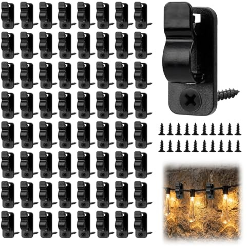 70Pcs Gutter Hooks For Outdoor & Garden Lights,Outdoor String Light Clips,Screw-in Hooks,Fairy Light Hooks,Fence Hooks for Outdoor String Lights,Weatherproof Cable Hangers Clips for Festival,Patio