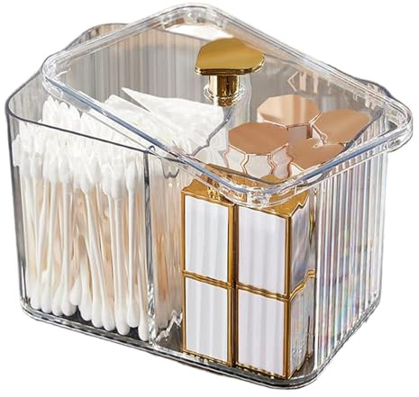 Hintyne Kosmetisk arrangör för tvättställ och badrumshylla med lock 127 x 100 cm PET-sminkbord arrangör med 3 fack transparent kosmetisk