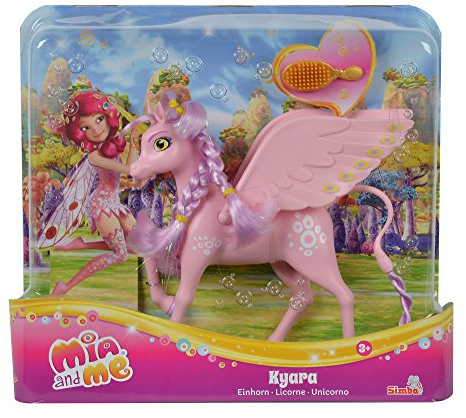 Simba 109480092 - Mia and Me Einhorn Kyara, mit beweglichen Flügeln, Haarclips und Bürste zum Frisieren, 20cm, ab 3 Jahren Rosa