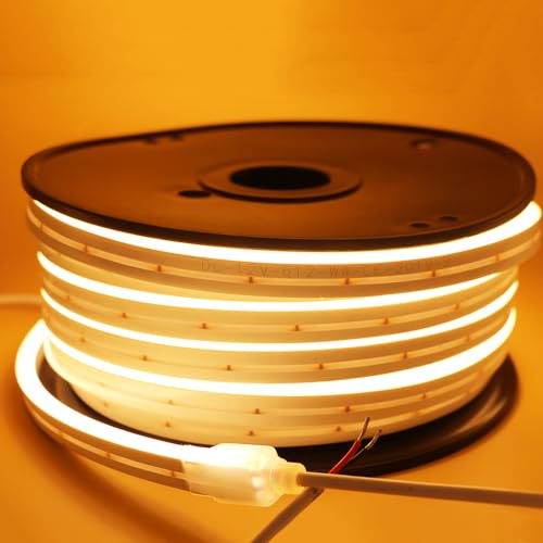 YXHL DC 12V LED neonlicht 3000K Kaltweiß Neon Seil 15 Meter wasserdicht für Innen-und Außendekoration DIY Schild.（Ohne Netzteil）