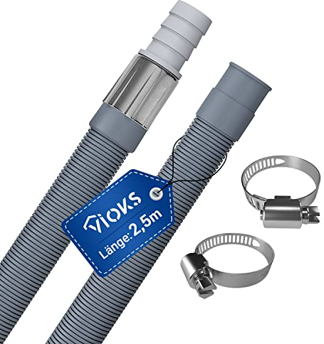 VIOKS Abwasserschlauch Waschmaschine Verlängerung 2.5m Ø 19mm-22mm / Spülmaschinen Schlauch Verlängerung Temperaturbeständig von -20° bis +90° C für Geschirrspüler Waschmaschine