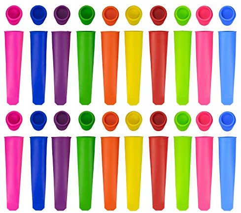 Tebery 20 Stück Eisformen Silikon, EIS am Stiel Eislutscher Formen mit Decke, Ice Pop Maker, Wassereis Formen Popsicle 100% Lebensmittel Silikon, BPA Frei, Wiederverwendbare