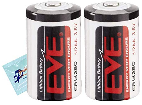 2 batterie al litio 14250 di EVE 1200 mAh 3,6 Volt 1/2 AA – fino a 10 anni di conservazione con 1 panno per la pulizia di SP all'ingrosso (2)