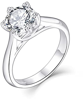 JO WISODM Anelli in Argento 925 Donna,Anello Solitario,Anello di promessa di Anniversario di Matrimonio di Fidanzamento con 8mm 5A Zirconia cubica