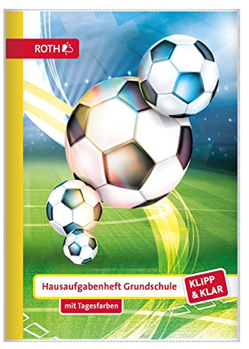 ROTH Klipp&Klar Grundschul-Aufgabenheft mit Tagesfarben, A5, 1 Woche 2 Seiten, Fußball