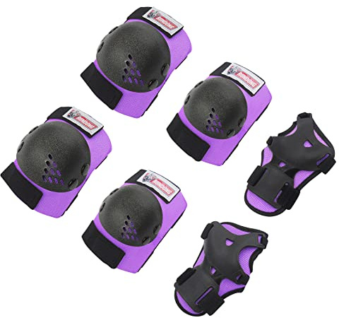 SOHOUR HOME Kids Knee Pad Elbow Pads Wrist Guards Protective Set | EVA Foam Padding Ventilated Fabrics Flexible Elastic Adjustable Elastic Straps for 3-15 Year Child Roller Skates Skateboard