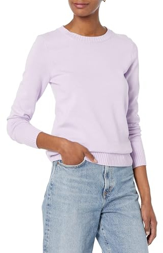 Amazon Essentials Maglione A Girocollo in 100% Cotone (Disponibile in Taglie Forti) Donna, Lilla Pastello, XXL