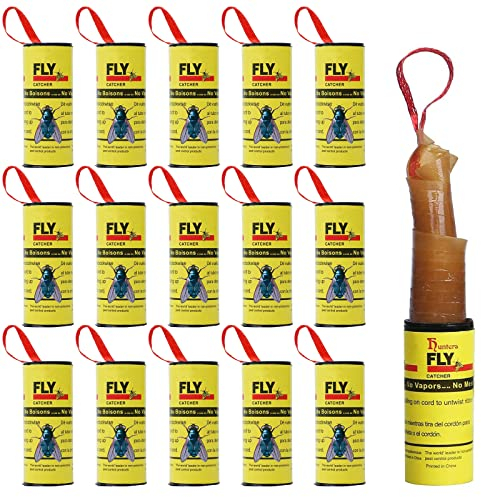 Fliegenfänger,Fliegenfalle Klebefalle,Fliegenfänger Klebestreifen,Fliegenfänger Leimrollen,Fliegenfalle Rolle,Fliegenband Rolle,Insektenfänger Klebestreifen,für Drinnen und Draußen,15PCS