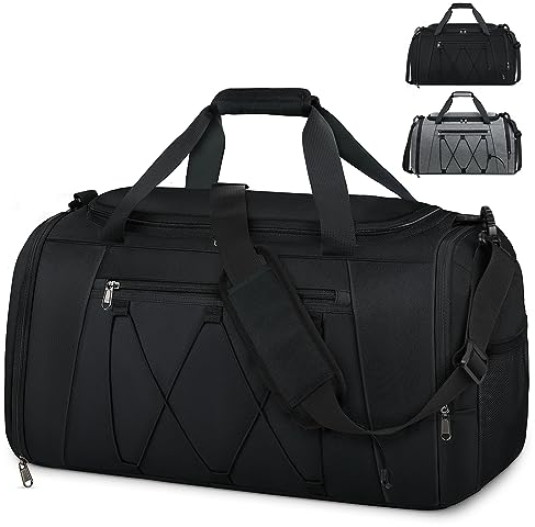 NUBILY Borsa Sportiva Uomini Donne con Scomparto di Scarpa Scomparto Bagnato Impermeabile Training Bag Nuoto Grande Capacità Sacchetto da Viaggio di Alta Qualità Duffle Gym Bag 40L Nero
