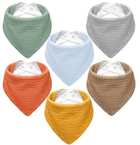 NISXABEBE Muslin babyhaklappar, baby bandana dregel haklappar 100 % bomull för baby pojke flicka, krymper inte haklapp för dreglande tandsprickning, 6-pack-solsken, 6 Pack
