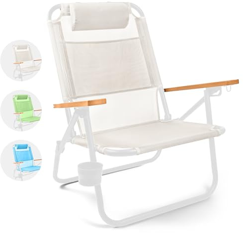 Water Buffalo Bondi Beach Chair – Backpack Beach Chair for Adults with Reclining Positions, Cup Holder & High Back Support