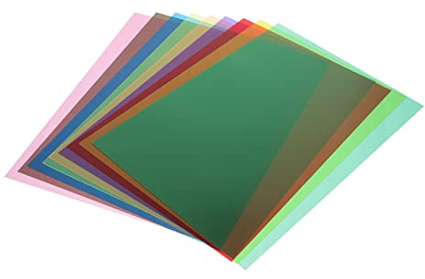 Farbfilter für Leuchten aus PVC, 9 Stück, Lichtdurchlässig | Leicht und Tragbar, Hohe Steifigkeit, Gleichmäßige Stärke, für Theater und Videoeinsatz