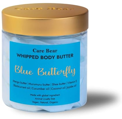 CareBear Blue Butterfly Serie, mit Jojobaöl, Kokosöl, spendet Feuchtigkeit und samtig weiche, natürliche Inhaltsstoffe für seidige Haut (110g)