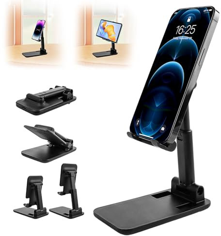 LOBVABA Soporte Móvil Mesa，Soporte Universal Plegable para teléfono móvil，Soporte para Tableta, Altura Ajustable, multiángulo, Soporte para teléfono móvil para Todos los